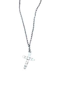 Paris Jewelry 18K White Gold Created Petite Cross Necklace